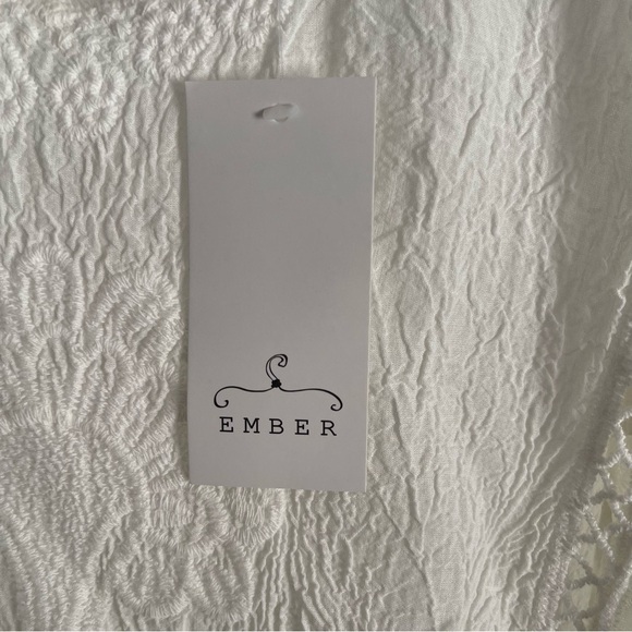 NWT Ember woman’s lace top off white embroidered size large boho chic romantic - Picture 7 of 15